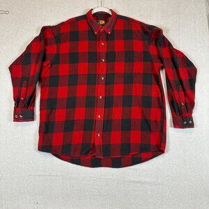 Bass Pro Shops Buffalo Plaid Flannel Shirt Mens XL Red Black Button Up